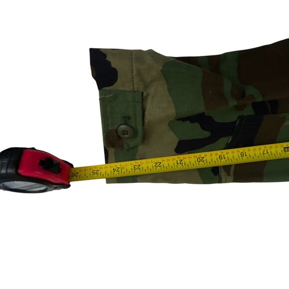 U.S. Military Woodland Camo Combat Coat S Cotton Blend Button-Up Pockets Vintage - Picture 6 of 8